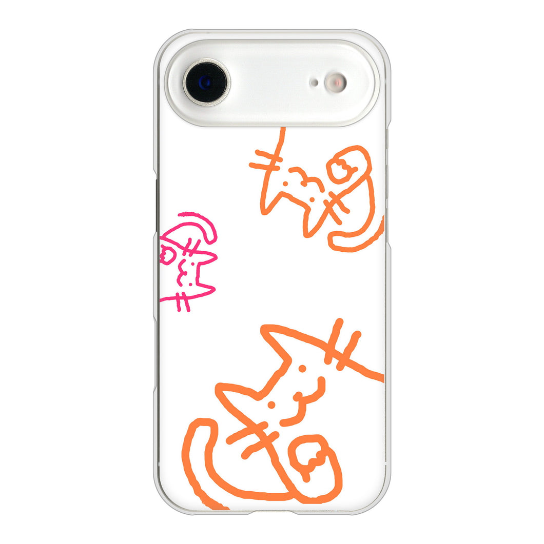 iPhone Air 高画質仕上げ 背面印刷 ハードケース 【1098 手まねきする3匹のネコ】