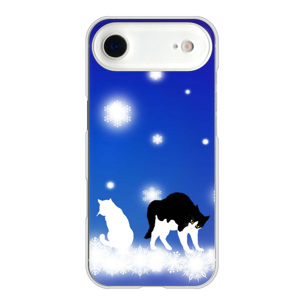 iPhone Air 高画質仕上げ 背面印刷 ハードケース 【YJ335 雪の結晶 はちわれ】