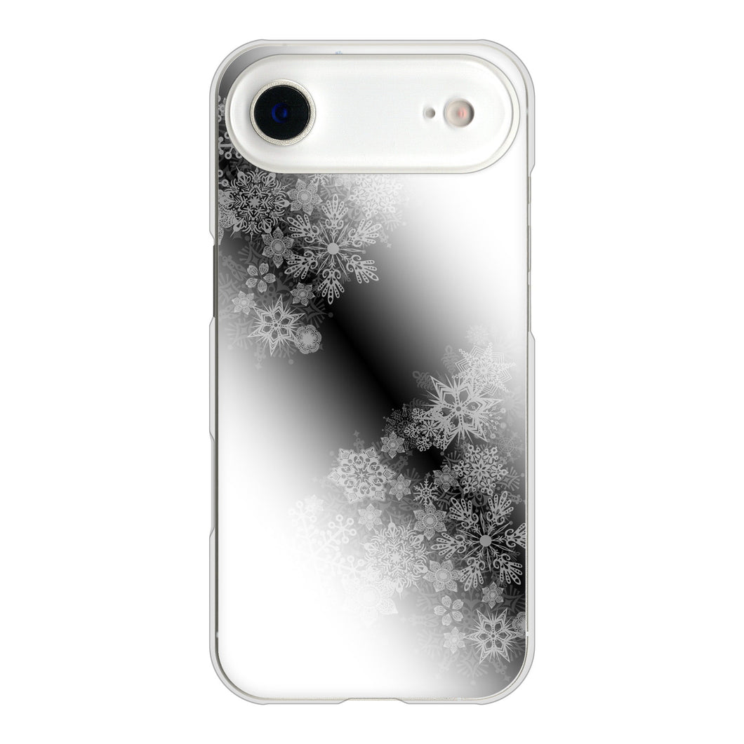 iPhone Air 高画質仕上げ 背面印刷 ハードケース 【YJ340 モノトーン 雪の結晶 】