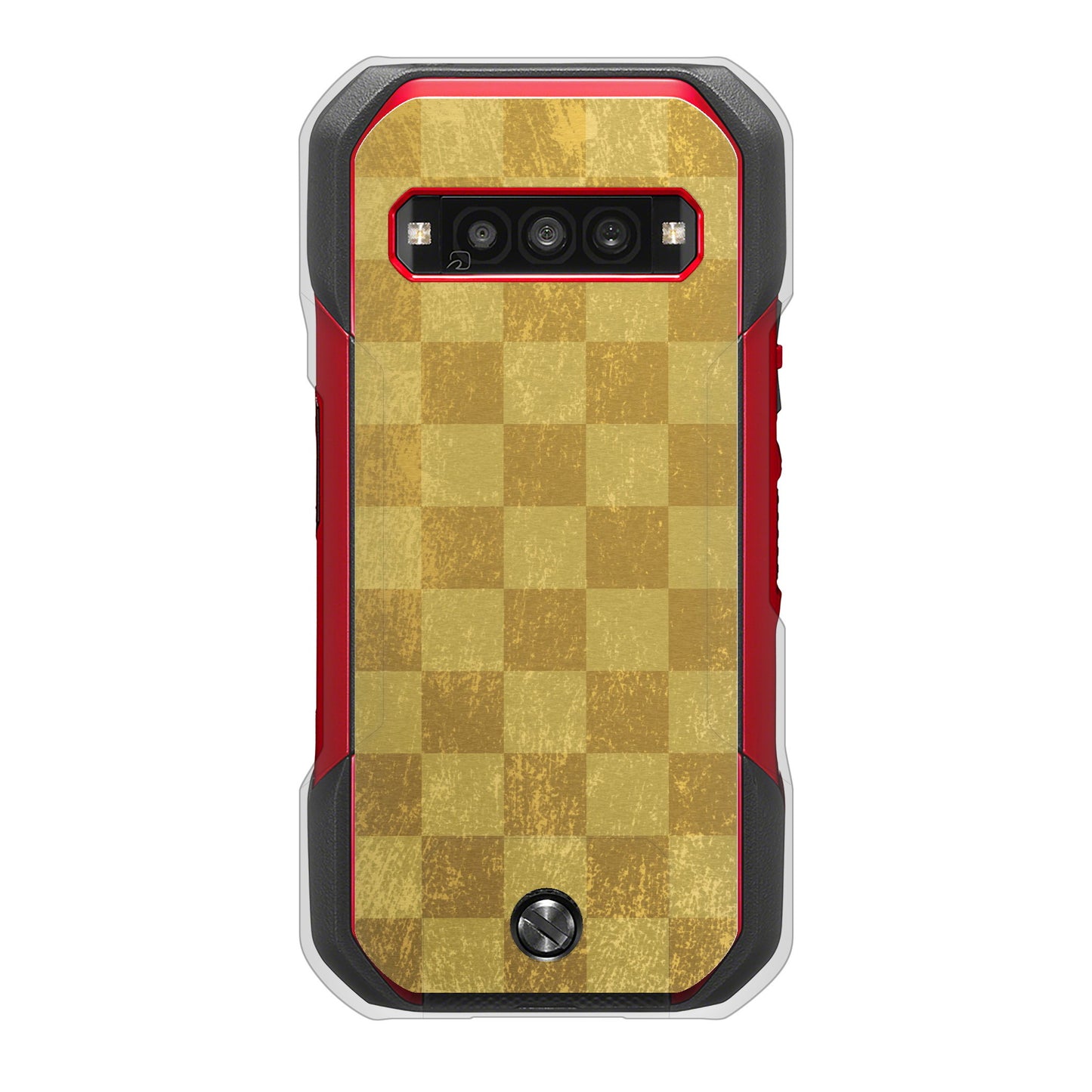 TORQUE G06 KYG03 au 高画質仕上げ 背面印刷 ハードケース 【619 市松模様-金(骨董風に傷んだイメージ)】