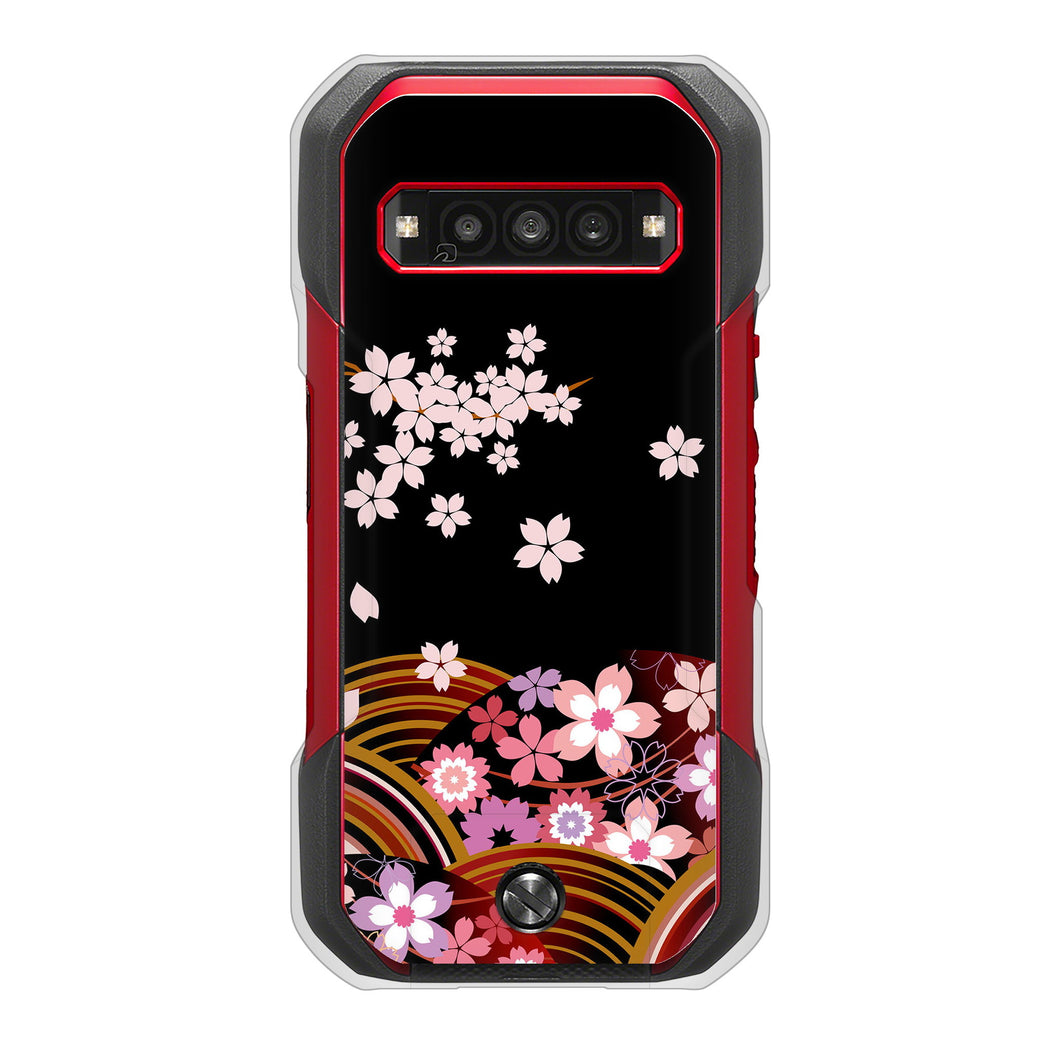 TORQUE G06 KYG03 au 高画質仕上げ 背面印刷 ハードケース 【1237 和柄&筆文字・夜桜の宴】