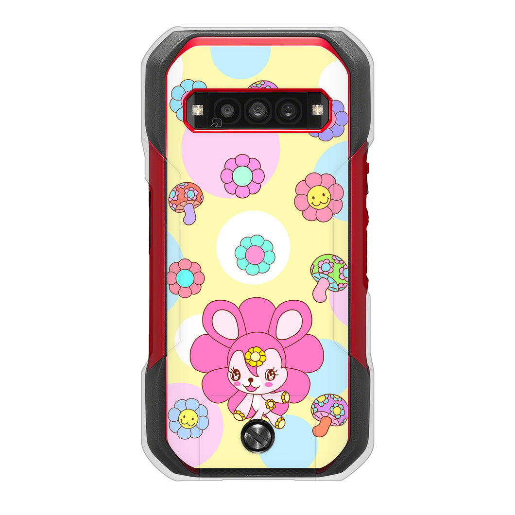 TORQUE G06 KYG03 au 高画質仕上げ 背面印刷 ハードケースむかいあぐる フラワーうさぎのフラッピョン