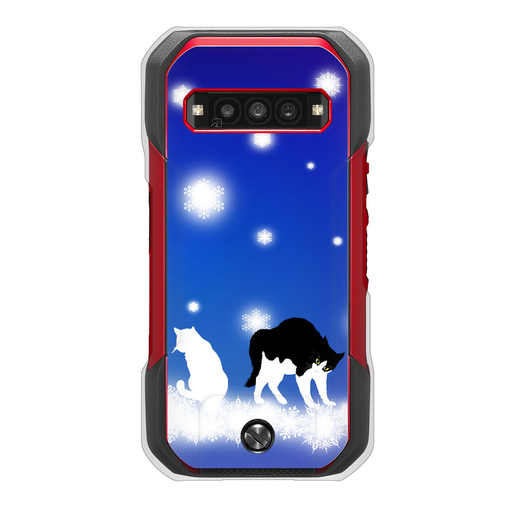 TORQUE G06 KYG03 au 高画質仕上げ 背面印刷 ハードケース 【YJ335 雪の結晶 はちわれ】