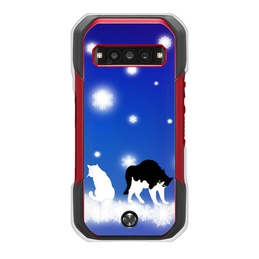 TORQUE G06 KYG03 au 高画質仕上げ 背面印刷 ハードケース 【YJ335 雪の結晶 はちわれ】