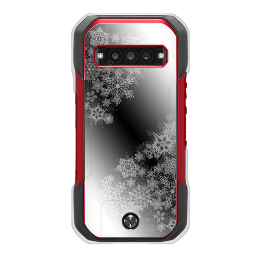 TORQUE G06 KYG03 au 高画質仕上げ 背面印刷 ハードケース 【YJ340 モノトーン 雪の結晶 】