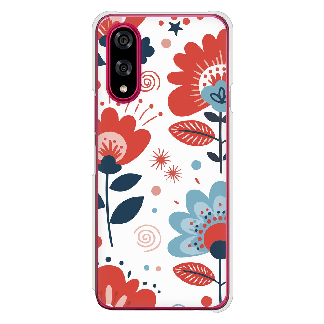 BASIO active3 KYG04 au 高画質仕上げ 背面印刷 ハードケース北欧風花柄