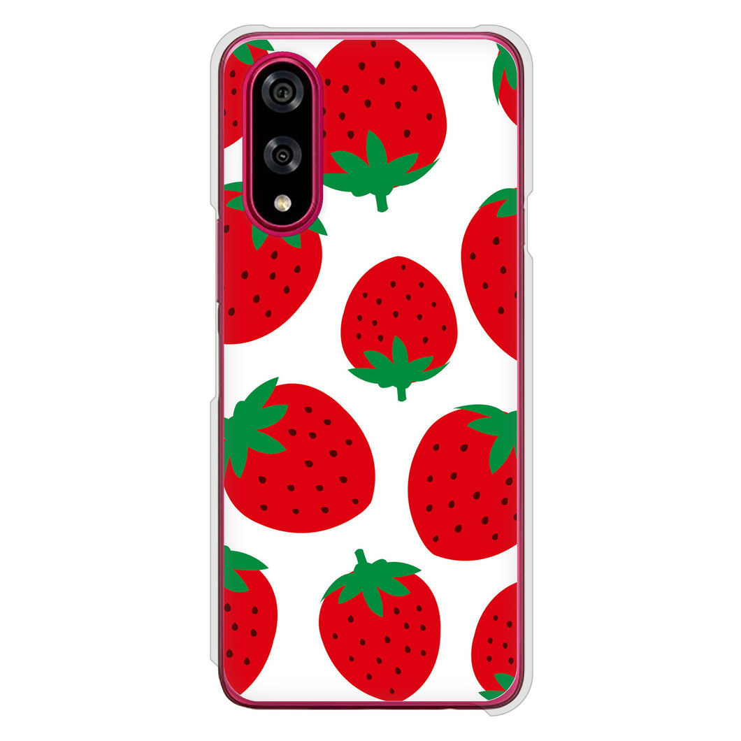 BASIO active3 KYG04 au 高画質仕上げ 背面印刷 ハードケース大きいイチゴ模様