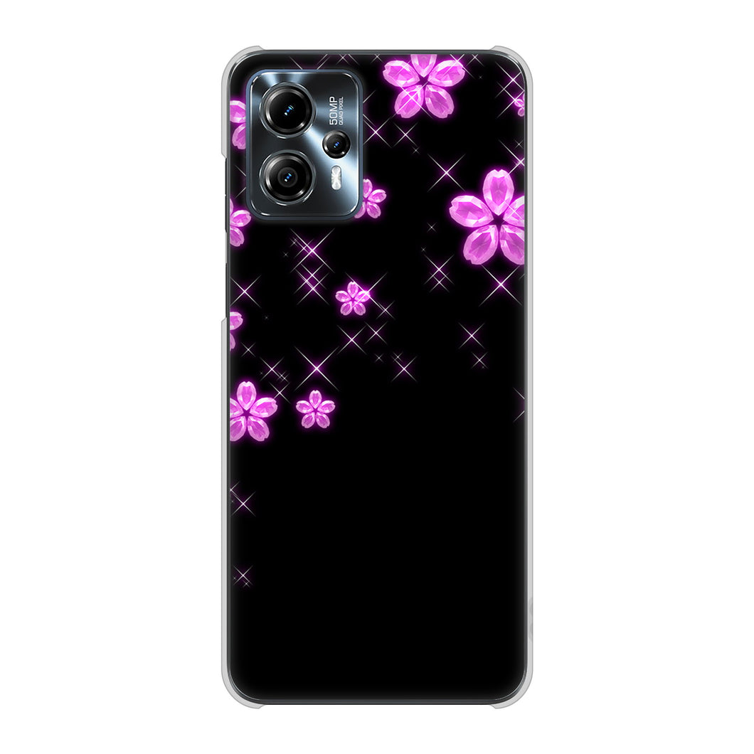 moto g13 高画質仕上げ 背面印刷 ハードケース 【019 桜クリスタル】