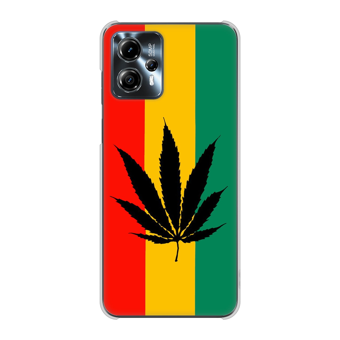 moto g13 高画質仕上げ 背面印刷 ハードケース 【083 大麻ラスタカラー】