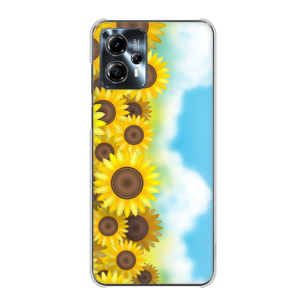 moto g13 高画質仕上げ 背面印刷 ハードケース 【148 ひまわり畑】