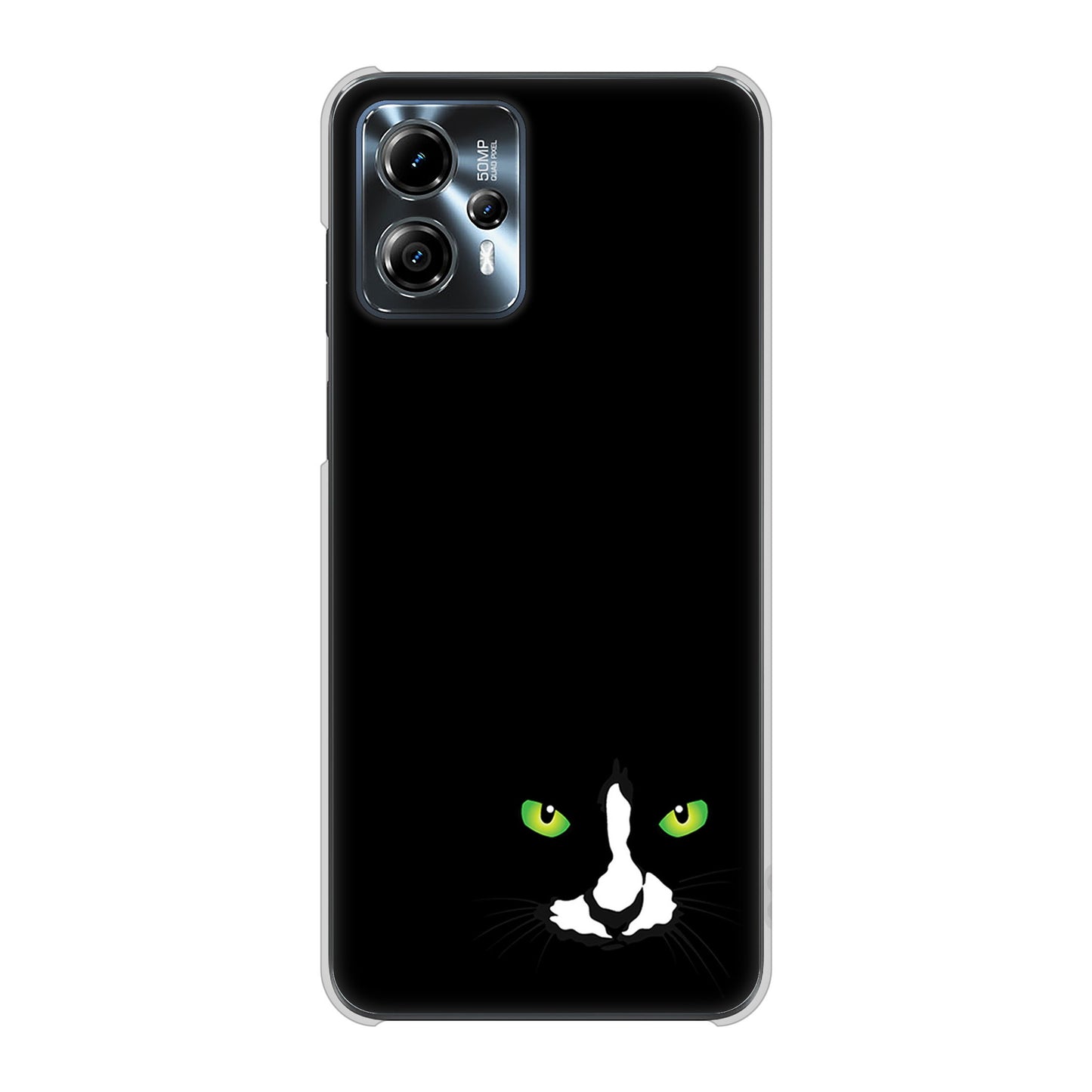 moto g13 高画質仕上げ 背面印刷 ハードケース 【398 黒ネコ】