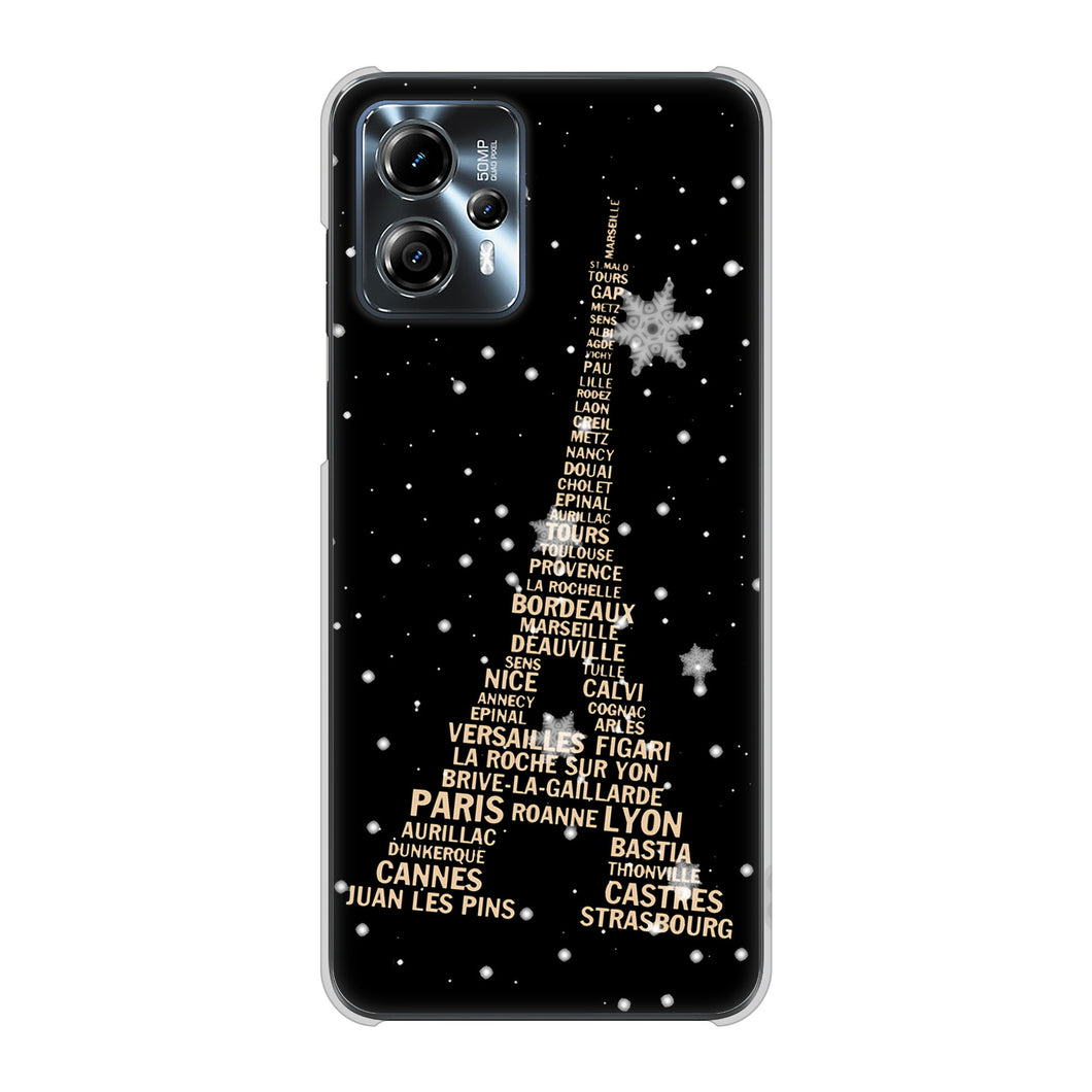 moto g13 高画質仕上げ 背面印刷 ハードケースエッフェル塔