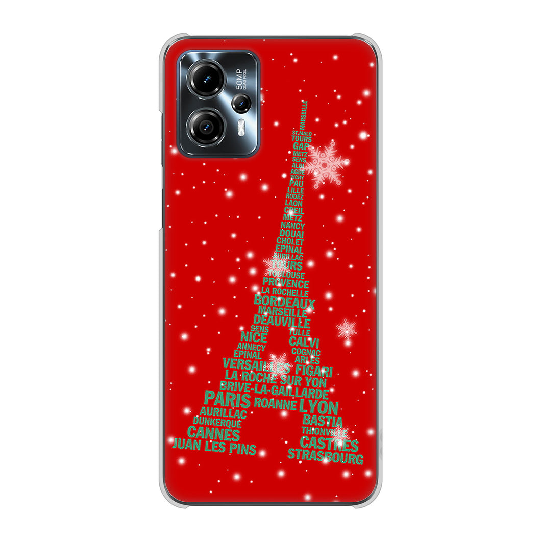 moto g13 高画質仕上げ 背面印刷 ハードケース 【527 エッフェル塔red-gr】