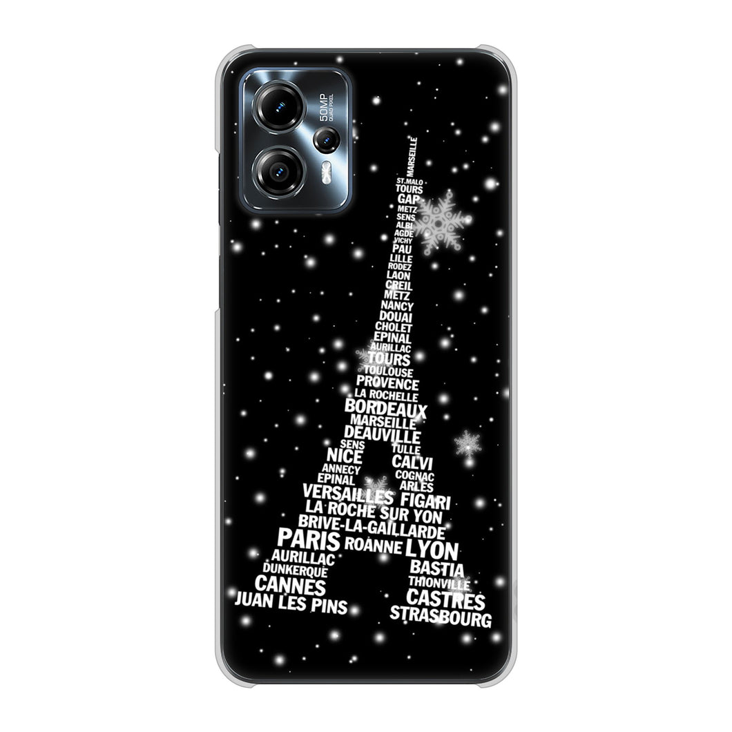 moto g13 高画質仕上げ 背面印刷 ハードケースエッフェル塔