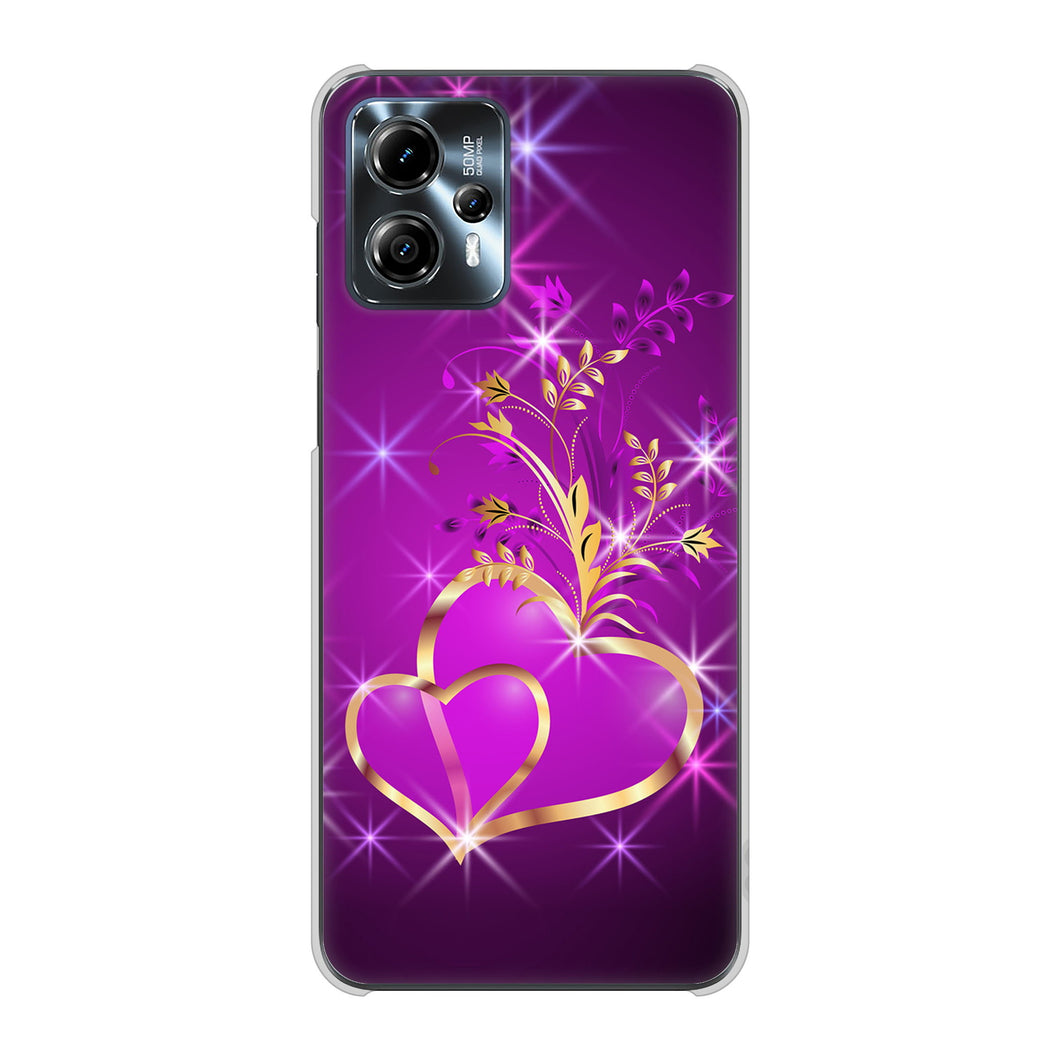 moto g13 高画質仕上げ 背面印刷 ハードケースきらめきハート