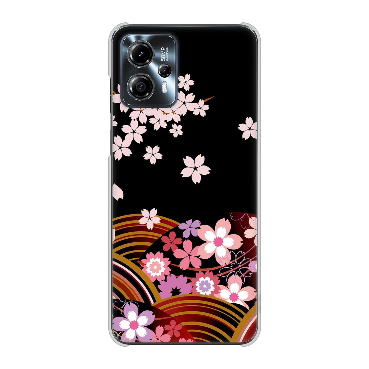 moto g13 高画質仕上げ 背面印刷 ハードケース 【1237 和柄&筆文字・夜桜の宴】