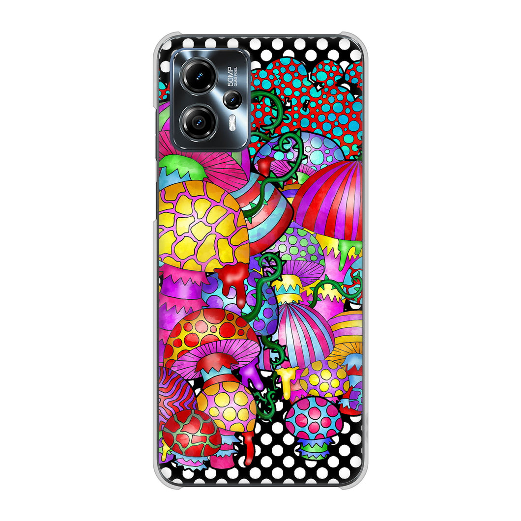 moto g13 高画質仕上げ 背面印刷 ハードケースむかいあぐる きのこ