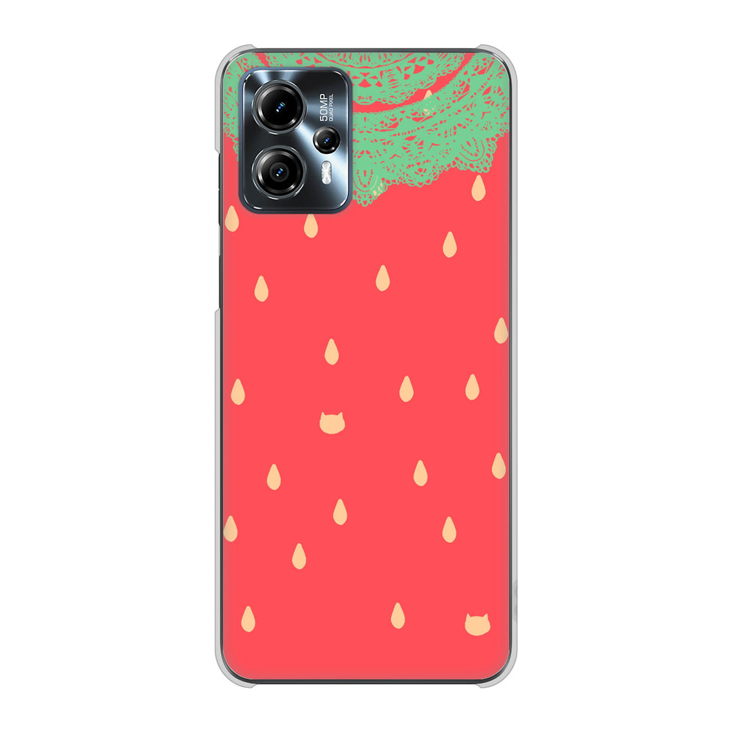 moto g13 高画質仕上げ 背面印刷 ハードケース 【MI800 strawberry ストロベリー】