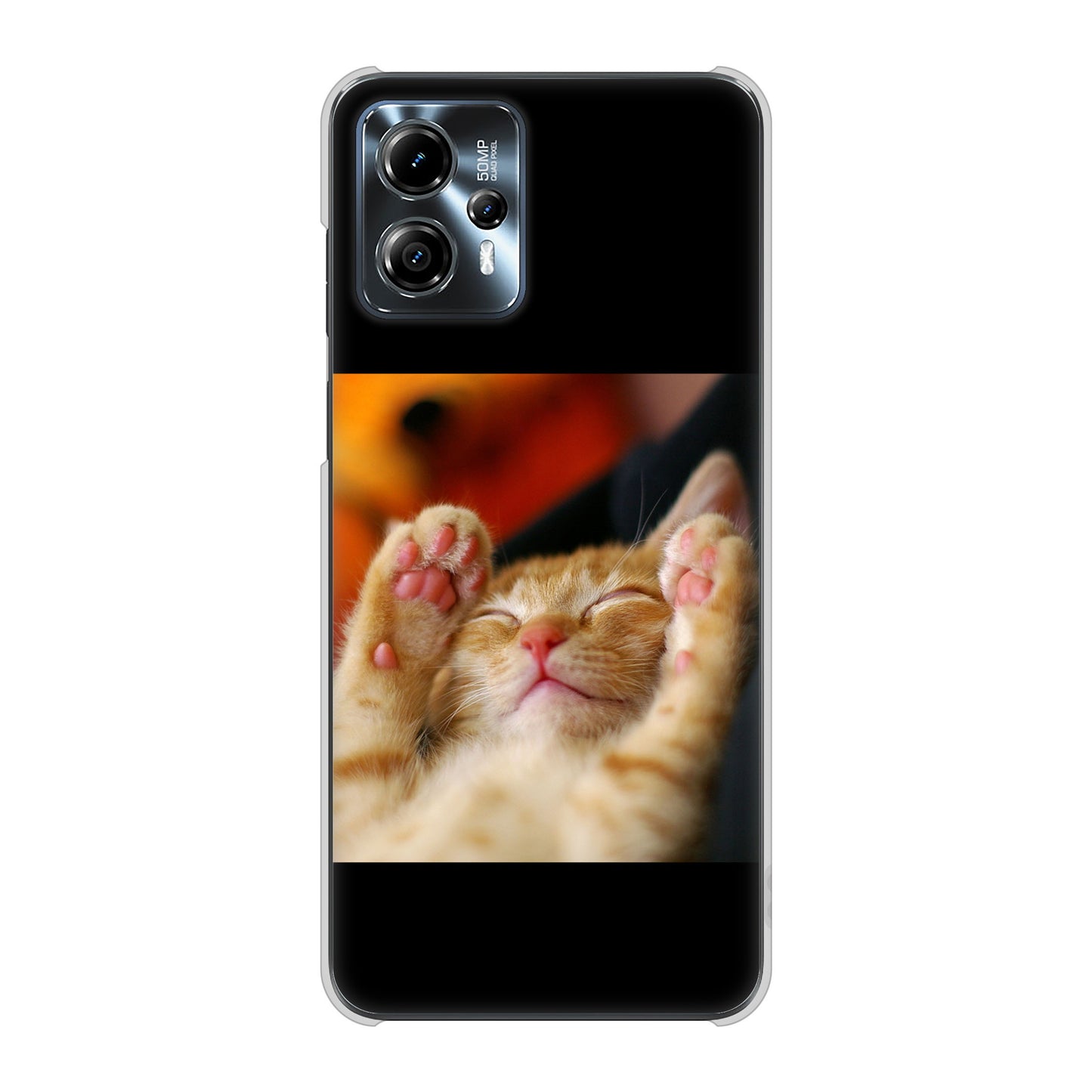 moto g13 高画質仕上げ 背面印刷 ハードケース 【VA804 爆睡するネコ】