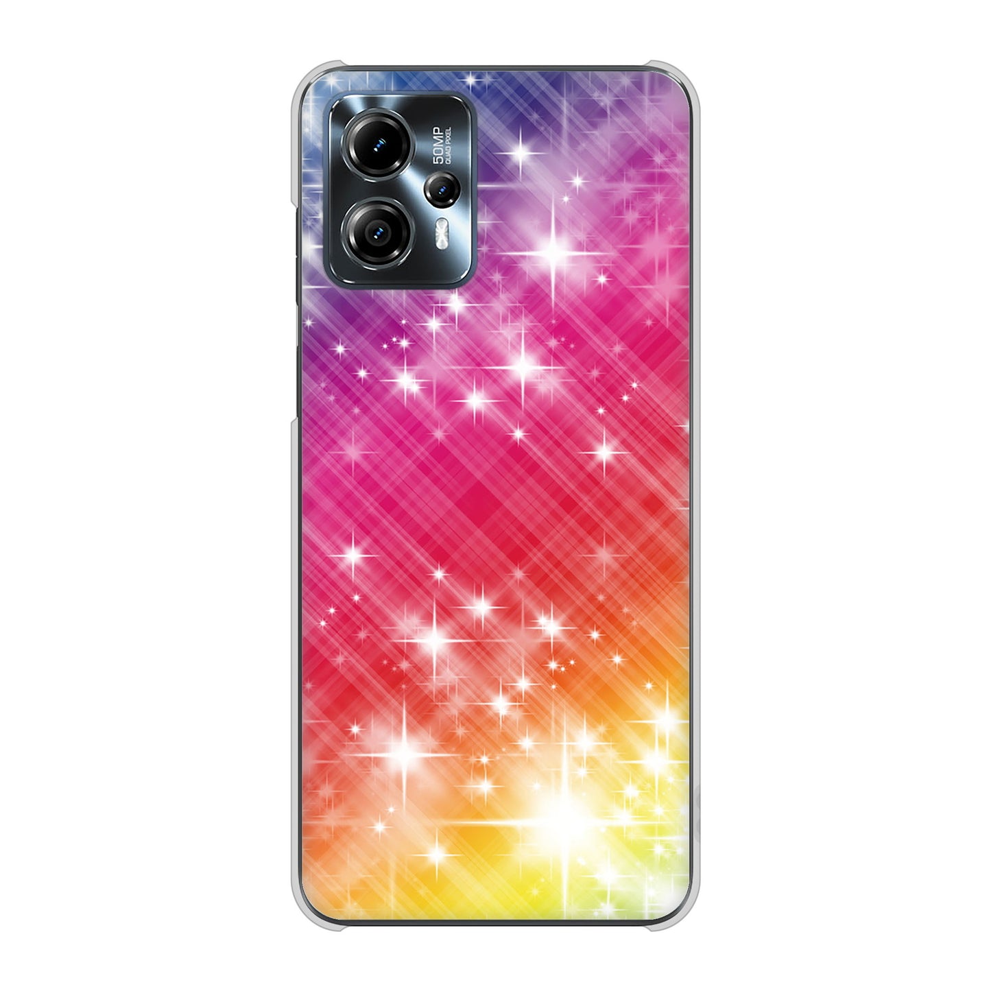 moto g13 高画質仕上げ 背面印刷 ハードケース 【VA872 レインボーフレーム】