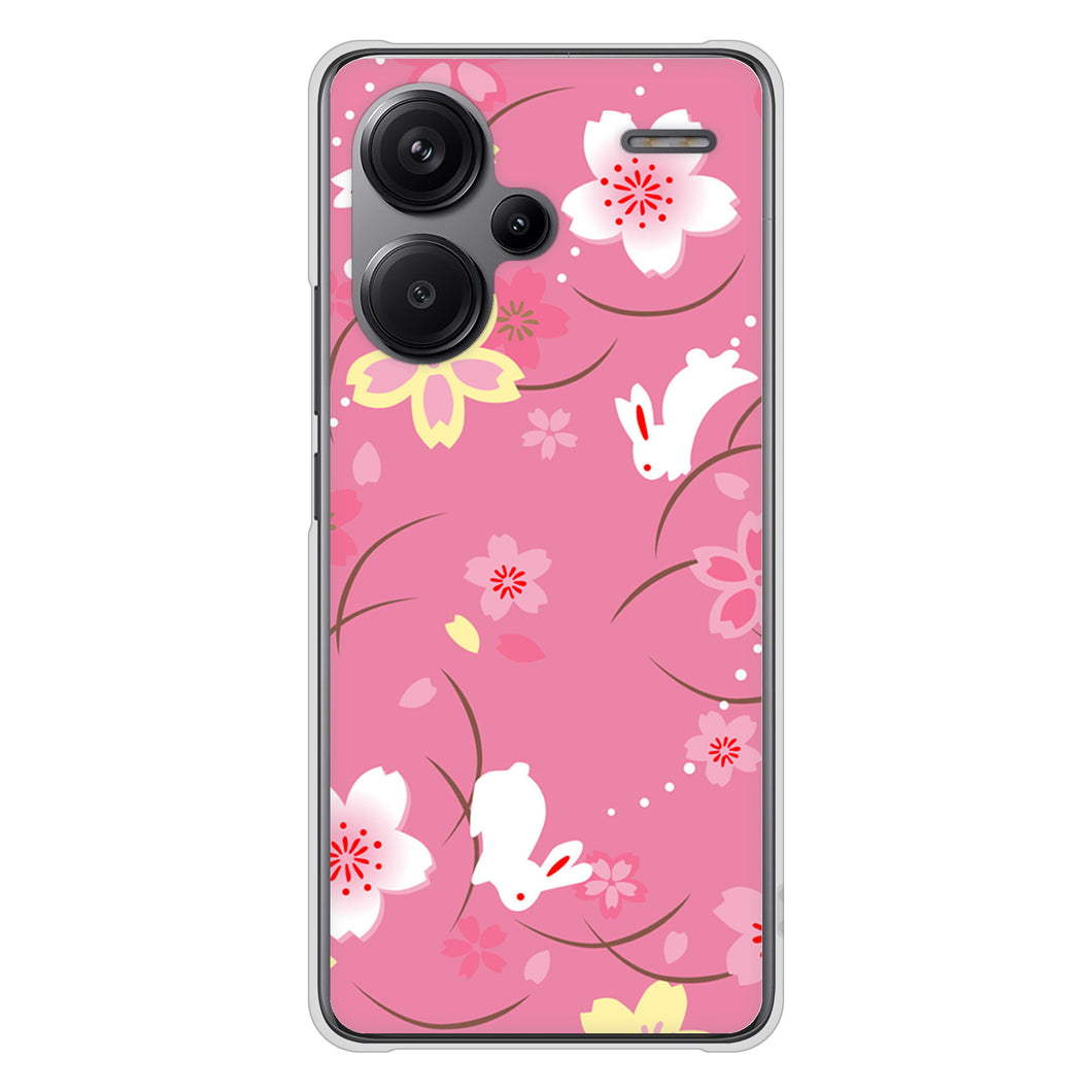 Xiaomi Redmi Note 13 Pro+ 高画質仕上げ 背面印刷 ハードケース 【149 桜と白うさぎ】