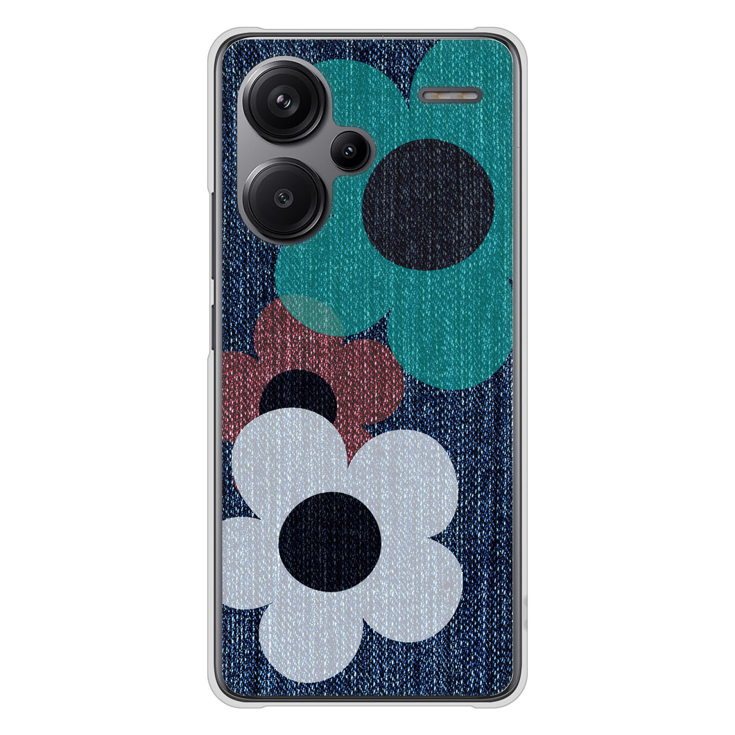 Xiaomi Redmi Note 13 Pro+ 高画質仕上げ 背面印刷 ハードケース 【EK869 ルーズフラワーinデニム風】