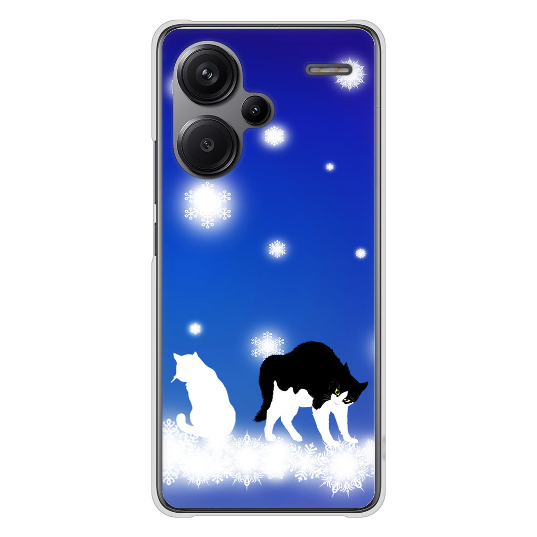 Xiaomi Redmi Note 13 Pro+ 高画質仕上げ 背面印刷 ハードケース 【YJ335 雪の結晶 はちわれ】