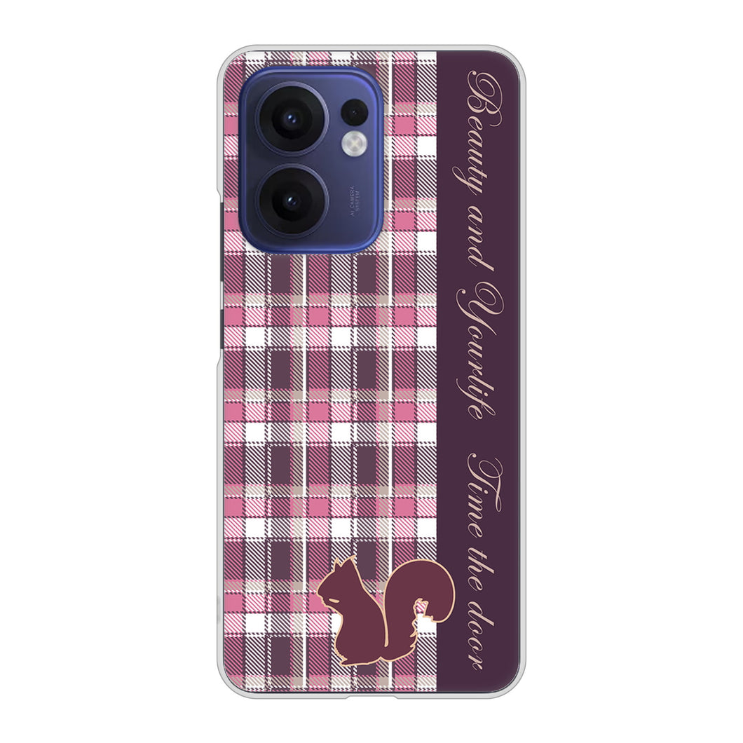 OPPO Reno13 A OPG05 UQ mobile 高画質仕上げ 背面印刷 ハードケースピンクチェック