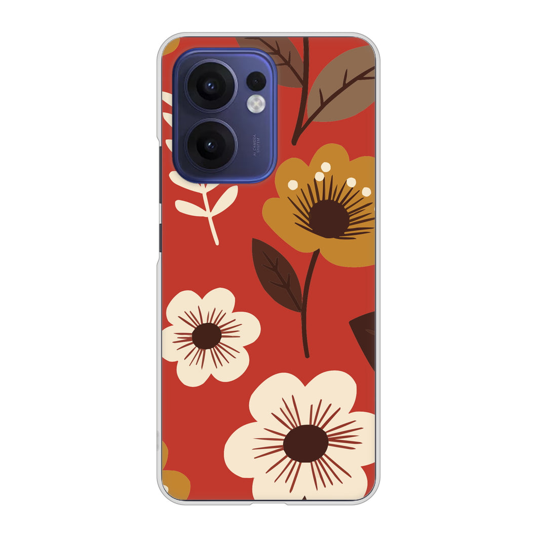 OPPO Reno13 A OPG05 UQ mobile 高画質仕上げ 背面印刷 ハードケース北欧風花柄