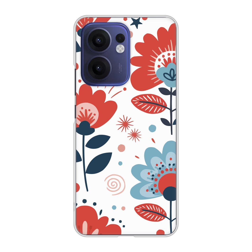 OPPO Reno13 A OPG05 UQ mobile 高画質仕上げ 背面印刷 ハードケース北欧風花柄