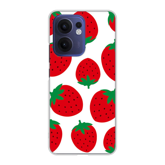 OPPO Reno13 A OPG05 UQ mobile 高画質仕上げ 背面印刷 ハードケース大きいイチゴ模様