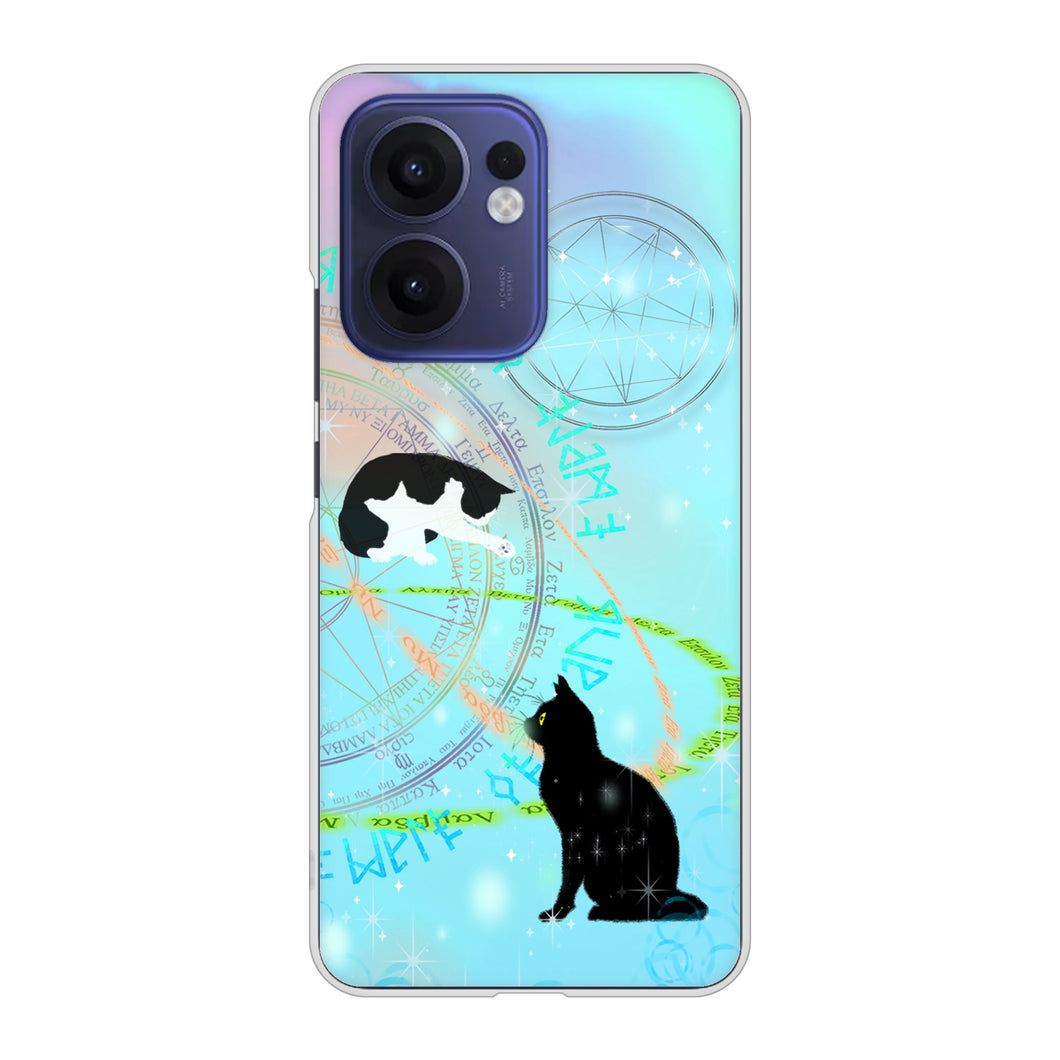 OPPO Reno13 A OPG05 UQ mobile 高画質仕上げ 背面印刷 ハードケース魔法陣猫