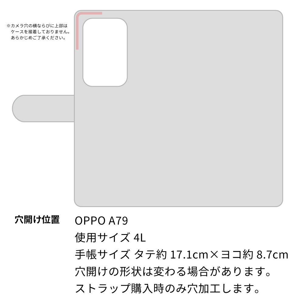 OPPO A79 5G 水玉帆布×本革仕立て 手帳型ケース 耐衝撃