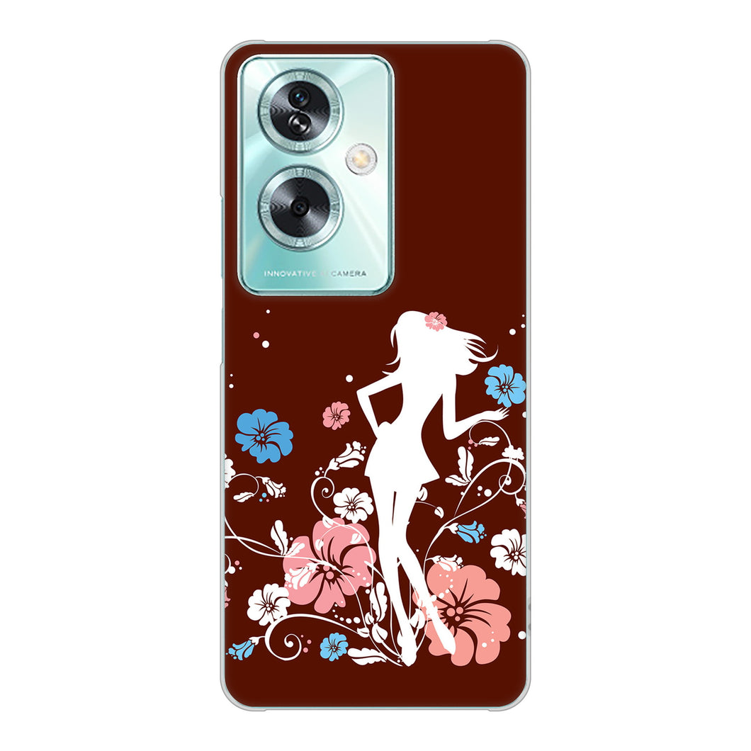 OPPO A79 5G 高画質仕上げ 背面印刷 ハードケース 【110 ハイビスカスと少女】