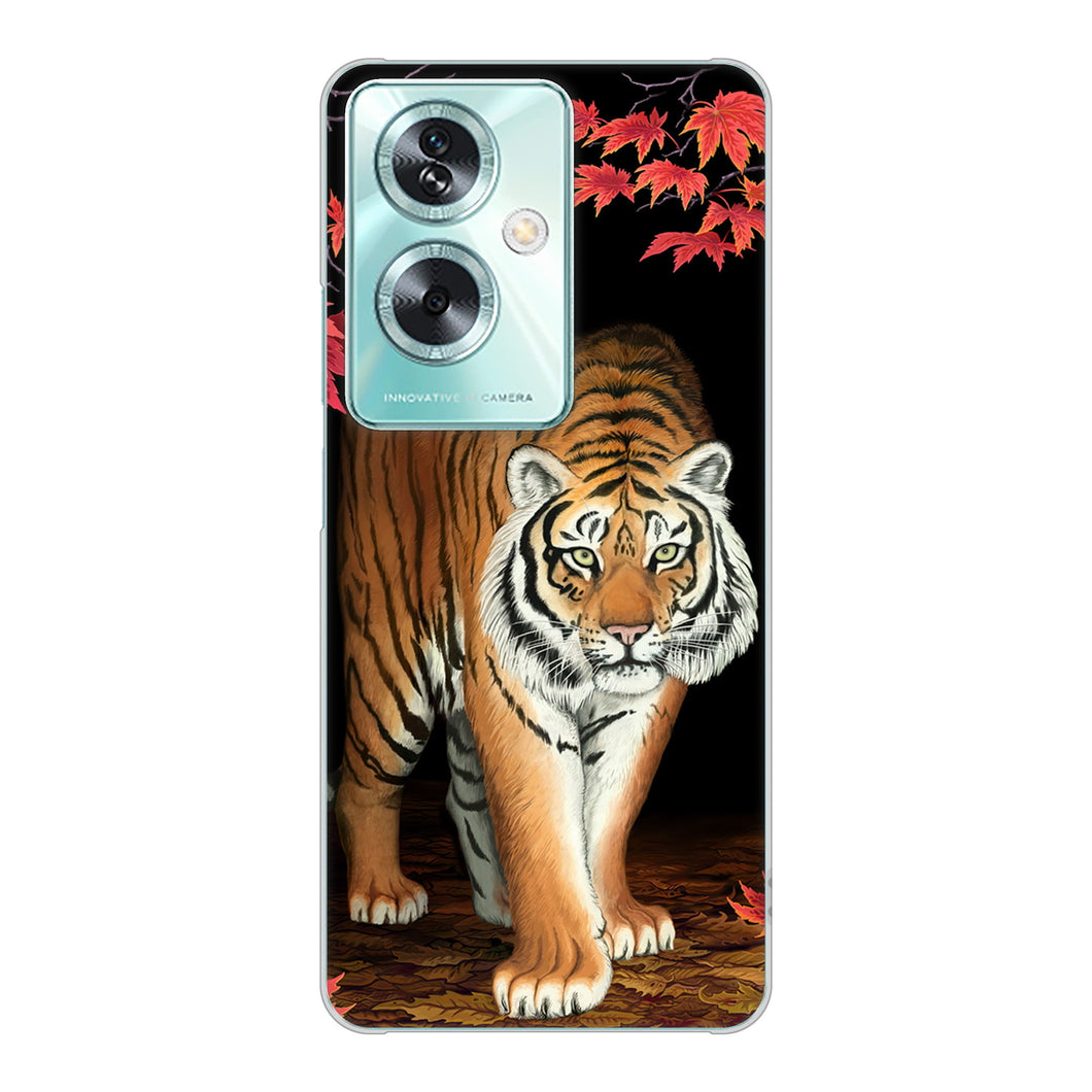 OPPO A79 5G 高画質仕上げ 背面印刷 ハードケース 【177 もみじと虎】