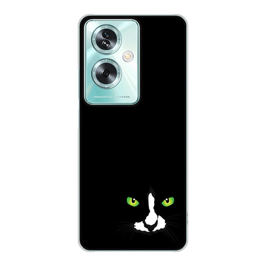 OPPO A79 5G 高画質仕上げ 背面印刷 ハードケース 【398 黒ネコ】