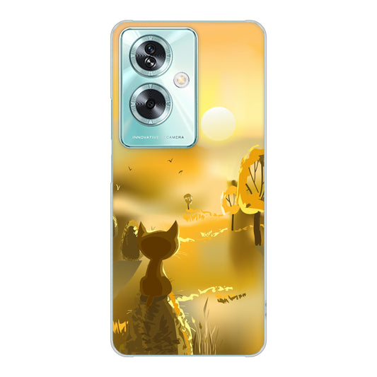 OPPO A79 5G 高画質仕上げ 背面印刷 ハードケース 【400 たそがれの猫】