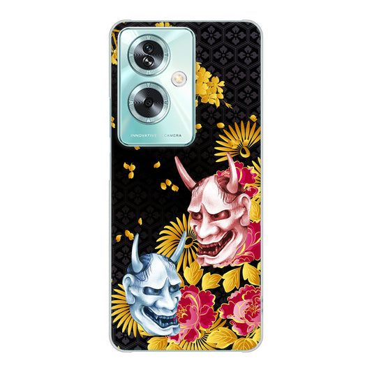 OPPO A79 5G 高画質仕上げ 背面印刷 ハードケース 【1024 般若と牡丹2】
