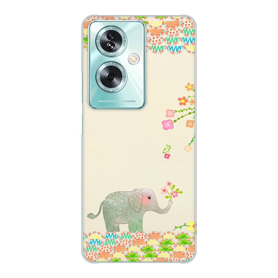 OPPO A79 5G 高画質仕上げ 背面印刷 ハードケース 【1039 お散歩ゾウさん】