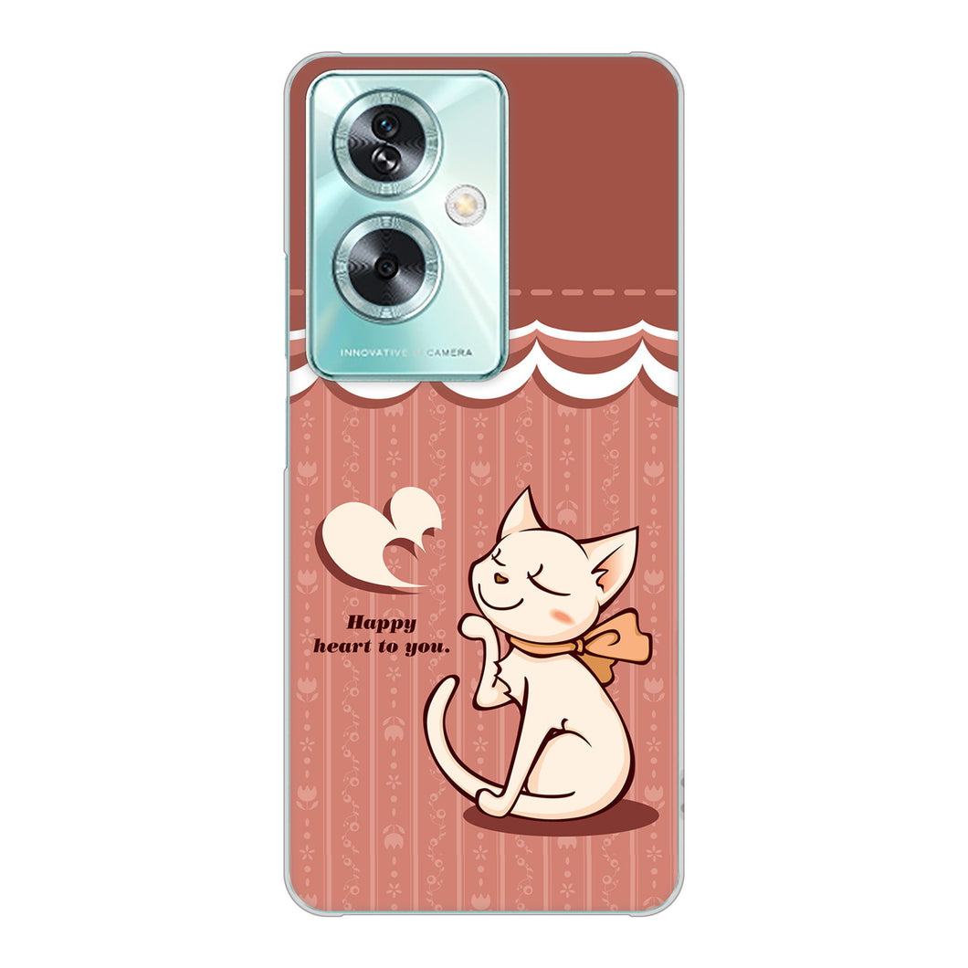 OPPO A79 5G 高画質仕上げ 背面印刷 ハードケース 【1102 ネコの投げキッス】