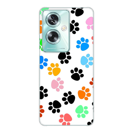 OPPO A79 5G 高画質仕上げ 背面印刷 ハードケース 【1108 あしあとカラフル】