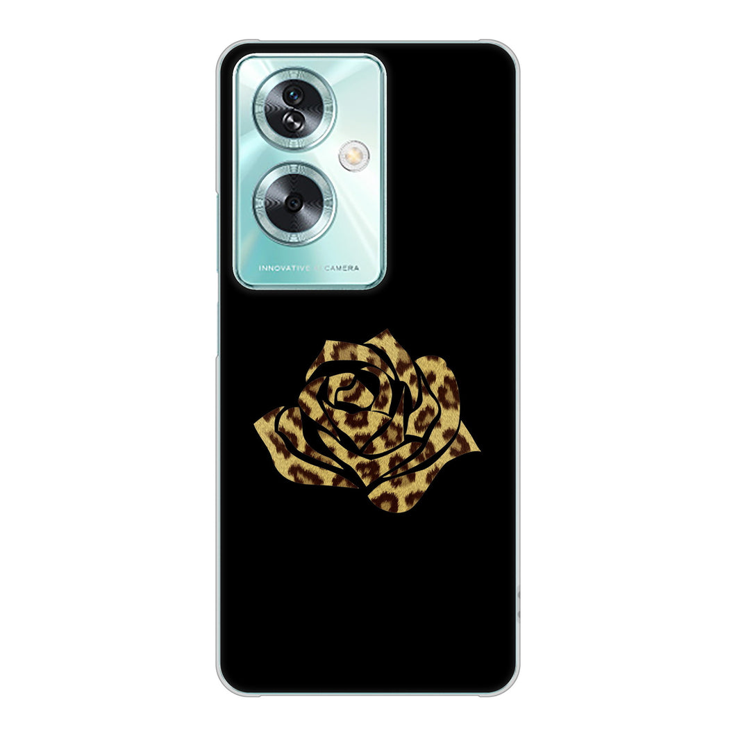 OPPO A79 5G 高画質仕上げ 背面印刷 ハードケース 【1184 ヒョウのバラ(茶)】