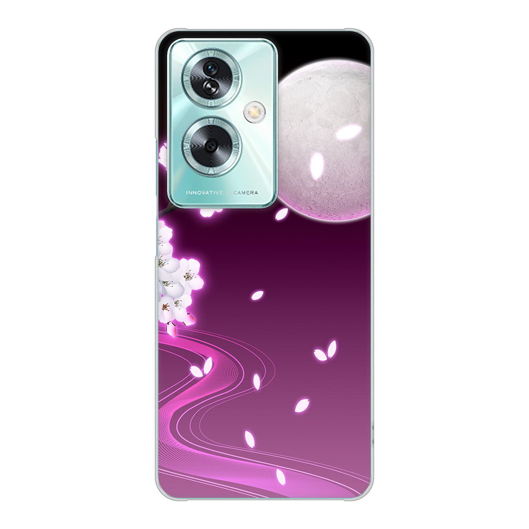 OPPO A79 5G 高画質仕上げ 背面印刷 ハードケース 【1223 紫に染まる月と桜】