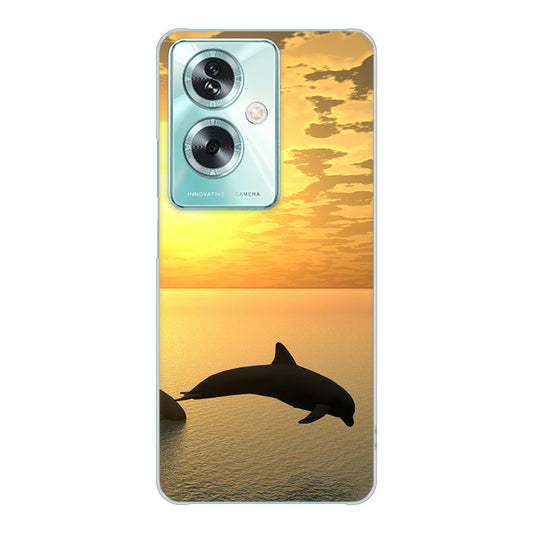 OPPO A79 5G 高画質仕上げ 背面印刷 ハードケース 【VA845 夕暮れのドルフィン】