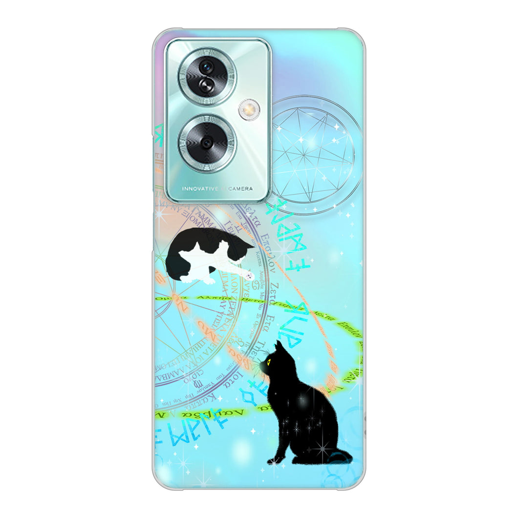 OPPO A79 5G 高画質仕上げ 背面印刷 ハードケース魔法陣猫