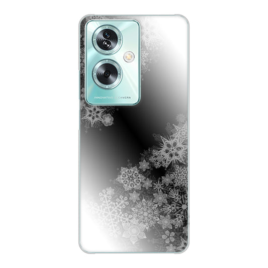 OPPO A79 5G 高画質仕上げ 背面印刷 ハードケース 【YJ340 モノトーン 雪の結晶 】