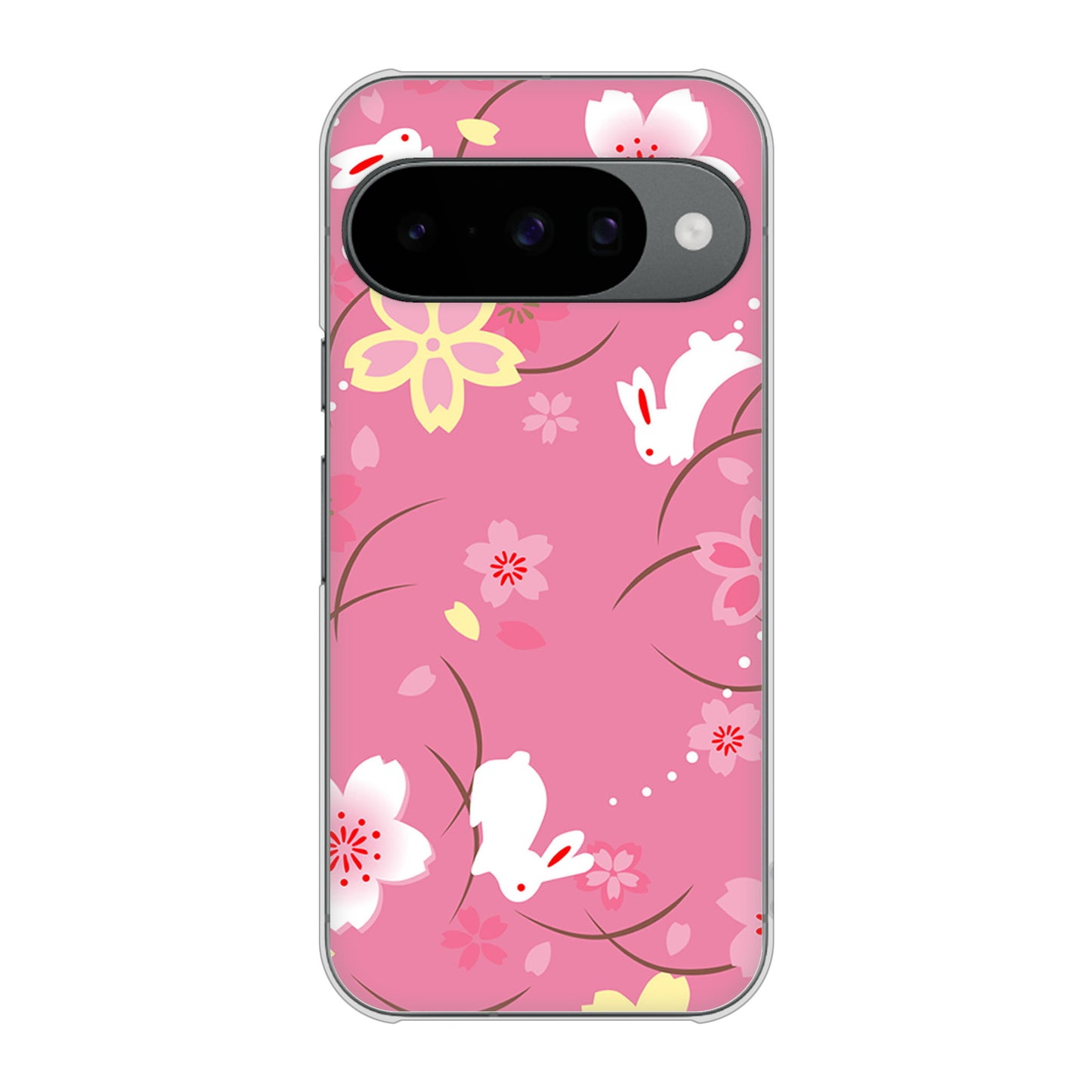 Google Pixel 10 Pro 高画質仕上げ 背面印刷 ハードケース 【149 桜と白うさぎ】