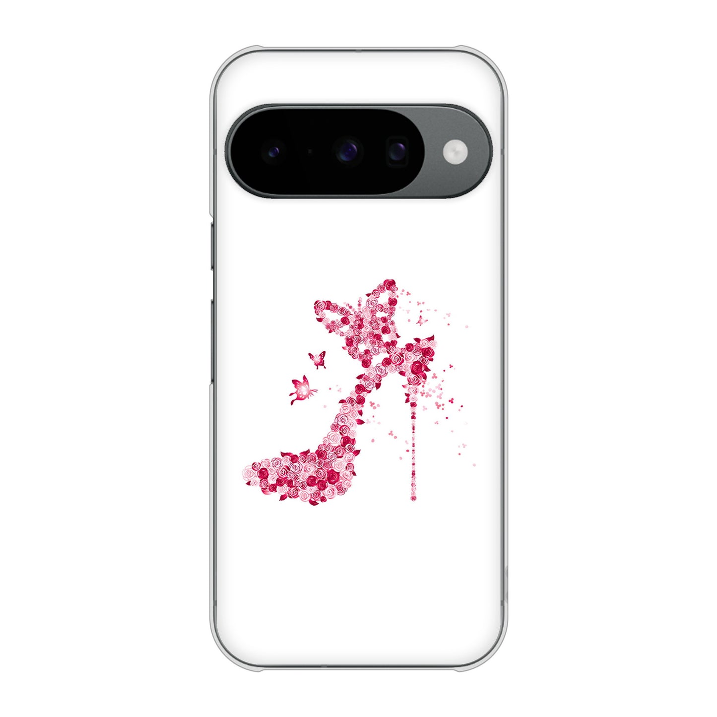 Google Pixel 10 Pro 高画質仕上げ 背面印刷 ハードケース 【387 薔薇のハイヒール】