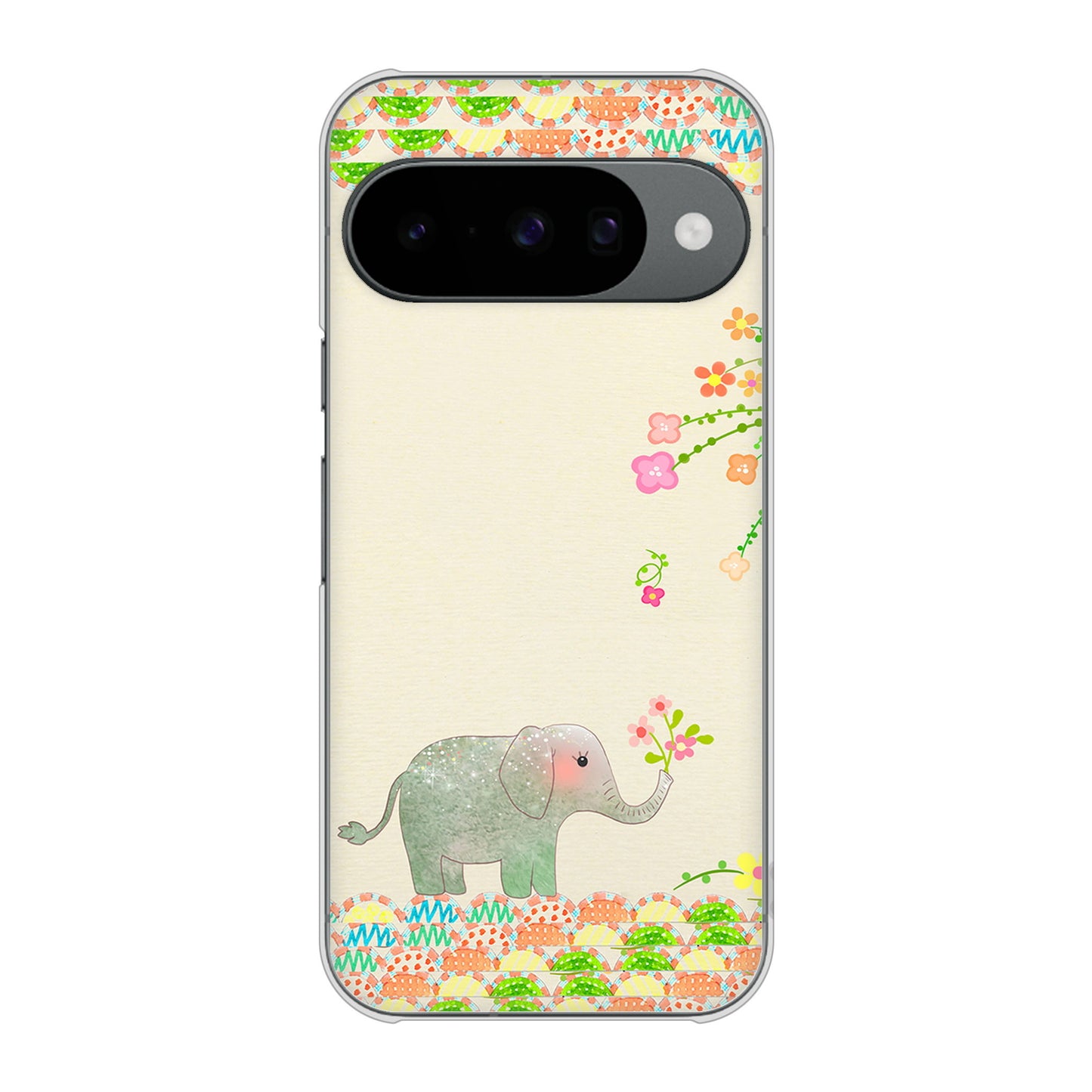 Google Pixel 10 Pro 高画質仕上げ 背面印刷 ハードケース 【1039 お散歩ゾウさん】