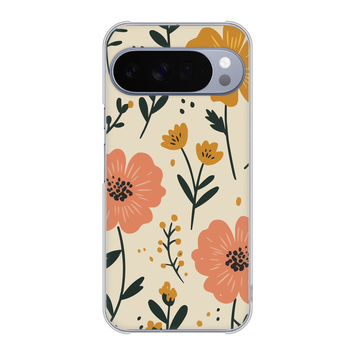 Google Pixel 10 Pro XL 高画質仕上げ 背面印刷 ハードケース北欧風花柄